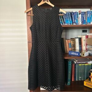 h&m black circle mesh sleeveless fit and flare dress